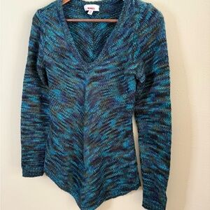 BONGO Y2K Blue Green Marled V Neck Sweater Medium 90s 00s